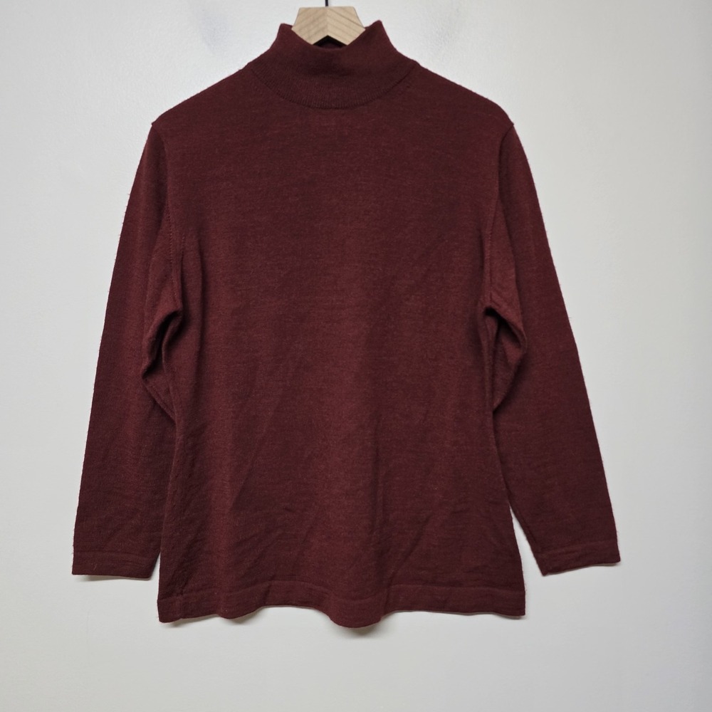 Peruvian Connection Women's Mock Neck Sweater Large Burgundy Red 80% Baby Alpaca